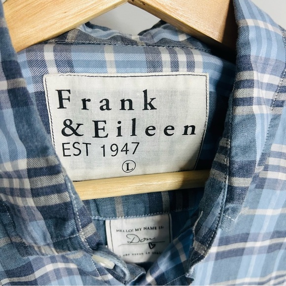 Frank & Eileen Blue Plaid Don button down Shirt size large - Picture 4 of 8